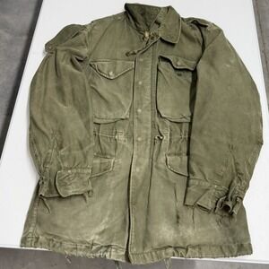 Vintage Military M-1951 Field Jacket Olive Cotton Canvas Utility Coat OG-107